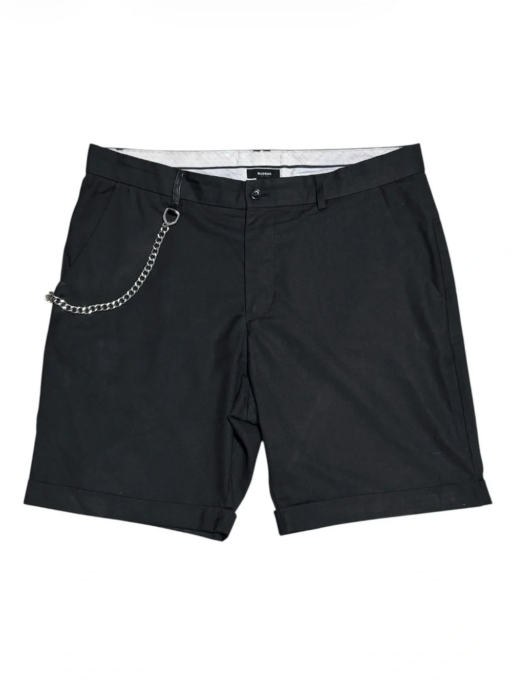 ❌SOLD❌ 135 RUDSAK Men's Chainlink Bermuda Cuffed Hem Shorts - Black, Sz 36 - Picture 2 of 8